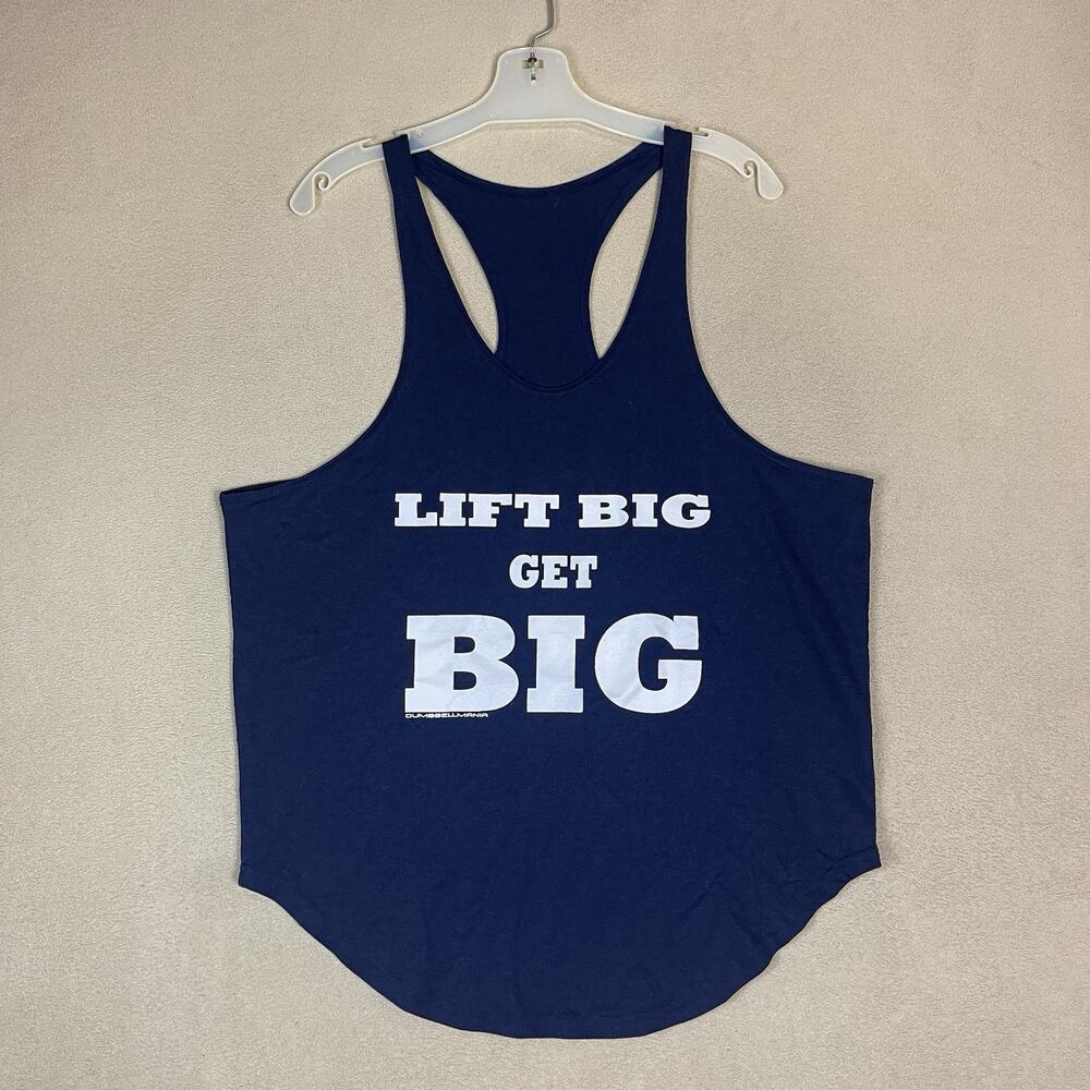 Kos USA Tank Top Mens M Blue Racerback Lift Big Get Big Muscle Sleeveless Top‎